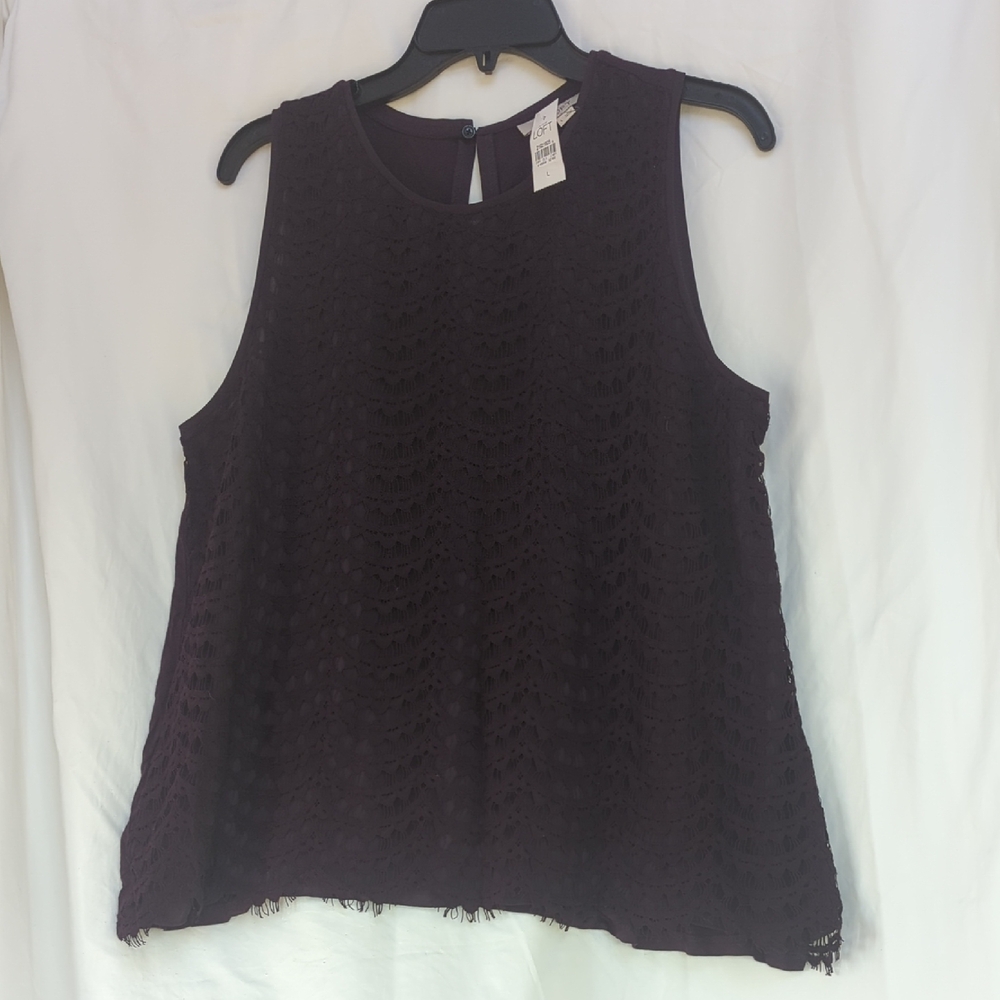 LOFT Dark plum/purple lace top